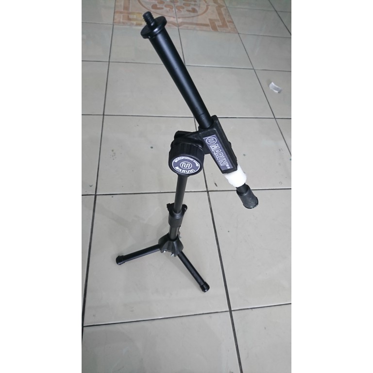 Stand Mic pendek Maruni - Free 1 Buah Holder Mic bahan TEBAL HITAM stand microphone pendek