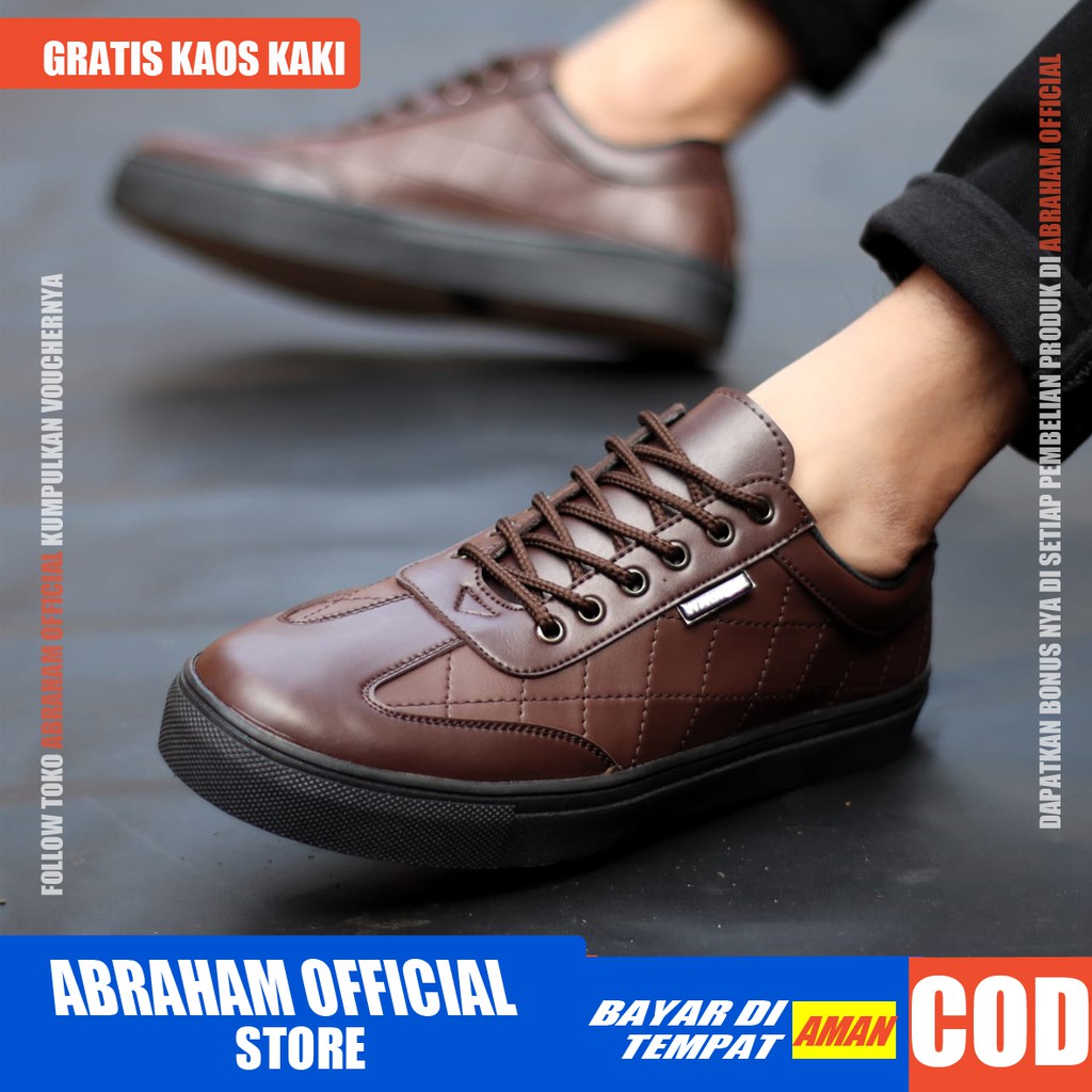 ABRHM- PEDRO Sepatu Sneaker Pria Sepatu Pria Casual Sneakers Kulit Pu Ori Cowok/Cowo Sepatu Kasual Semi Formal Kerja Kantor Kuliah Gaya Santai Keren Kekinian Original Murah Terlaris