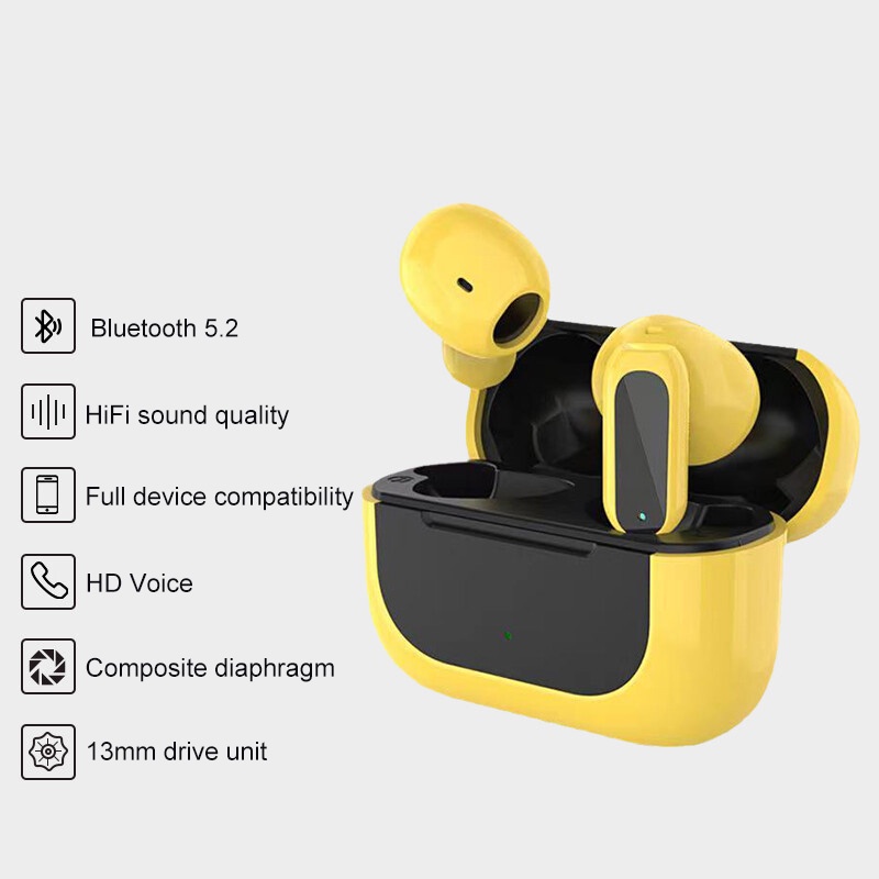 Bluetooth 5.2 Earbud Nirkabel, E60 Suara Bass Dalam 28 H Panggilan Waktu Bermain Clear IPX5 Earphone Tahan Air dengan Mikrofon