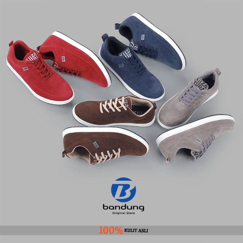 Sepatu Kulit Casual Sneakers Pria Keren Milenial Distro Kulit Suede Premium Original