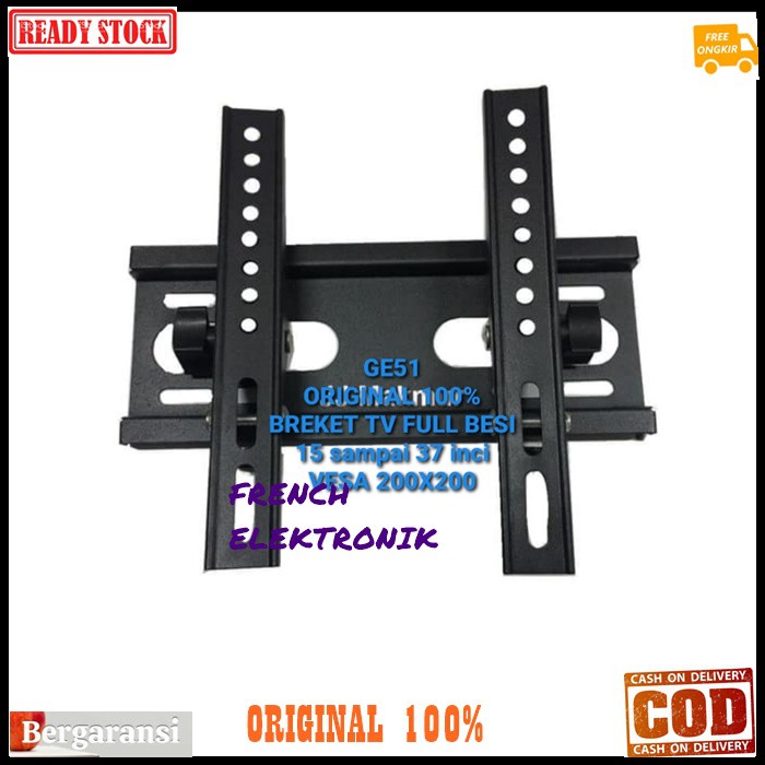 G51 Breket tv  in inci original 100% bracket televisi lcd led flexible gantungan komplit fungsi universal adjustable penopang fleksible pengaman  BISA SEGALA JENIS TV LCD LED BISA SETING 15 INCI SAMPAI 37 INCI UNIVERSAL  DIMENSI PAKET 30X10 X6  kelengkapa