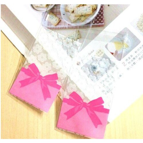 

Plastik Fancy Cookies - Kue - Permen - Accessories Pink Lace Bow 9x15