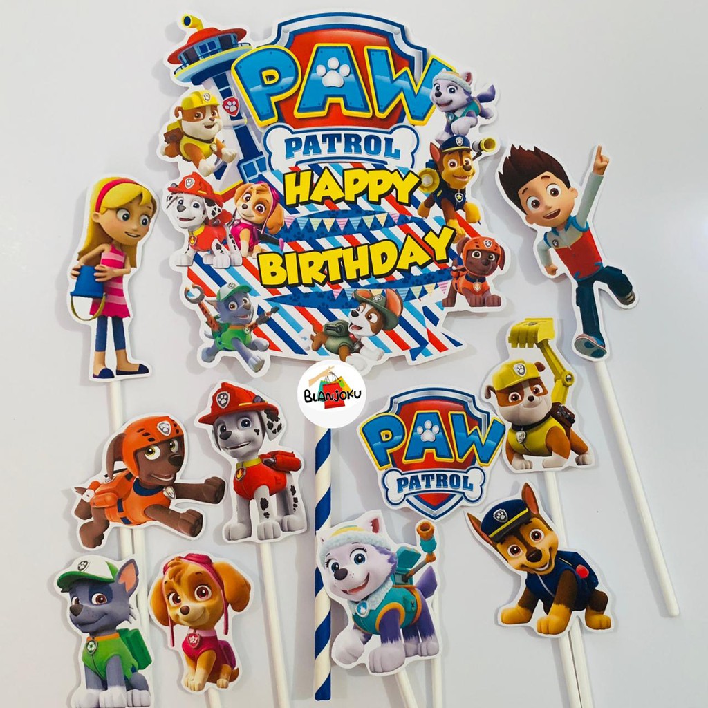 Paw Patrol Team Menara Topper Cake Birthday / Hiasan Kue Ulang Tahun / Topper Kue Ultah