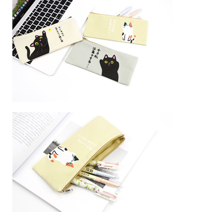 TEMPAT PENSIL MOTIF JAPANESE CUTE CAT / TEMPAT KOSMETIK CS01