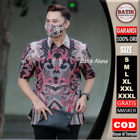 kemeja batik pria lengan pendek Premium Atasan Batik Pria Cowo Cowok Ori Original Full Furing Jumbo Modern Full Puring Terbaru Formal Slimfit Slim fit