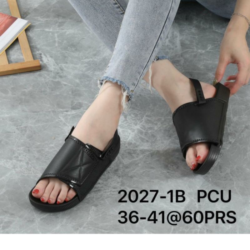 Original Sandal Sepatu Balance 2027 Slop Jelly Import 2 in 1 Wanita  Sendal Karet Cewek Perempuan Selop 2027-1B Impor Tali Belakang Gunung Hitam Empuk Bahan Rubber Empuk Nyaman