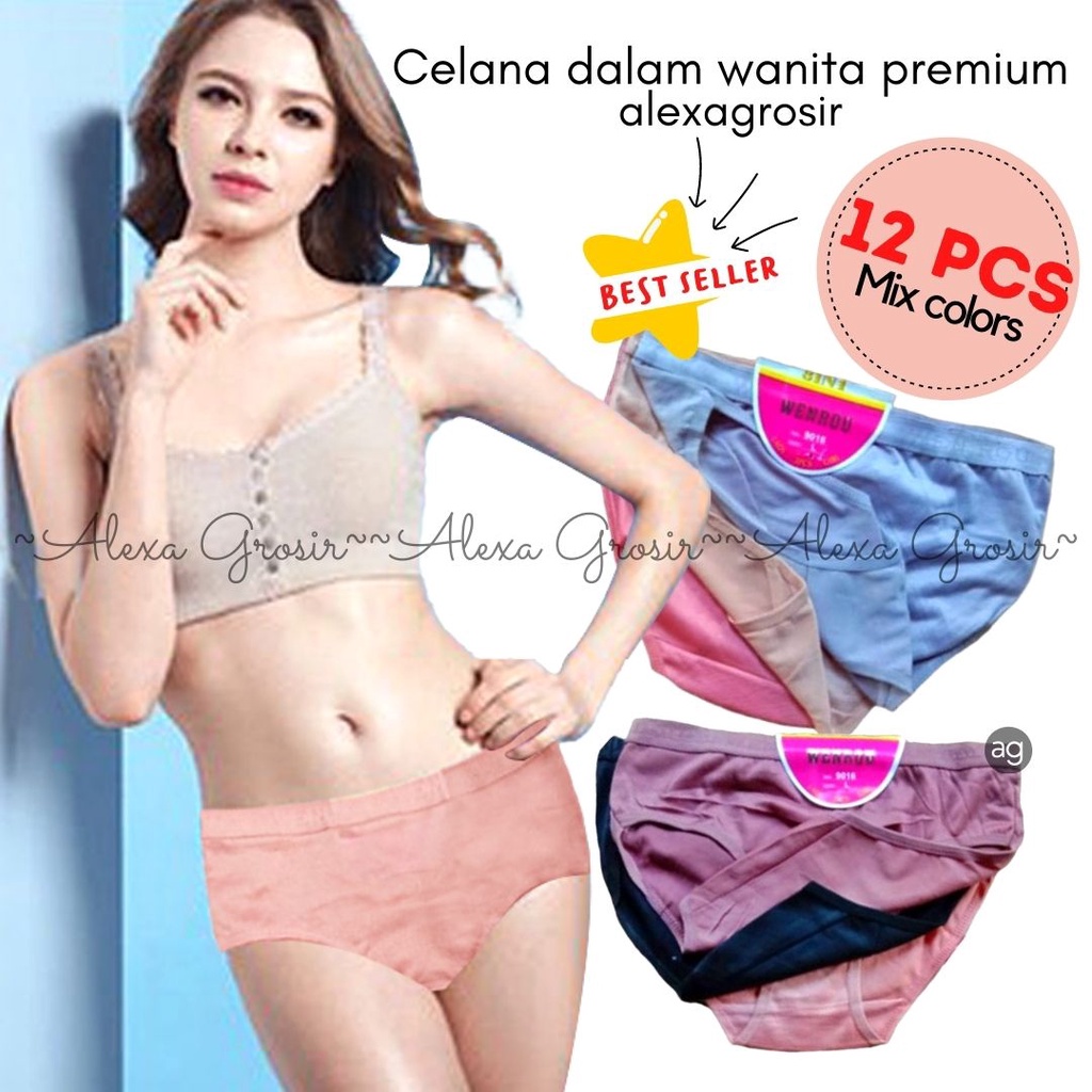 GROSIR 12 PCS Celana Dalam Wanita WENROU SALUR Import / CD Wanita import - SIZE L XL