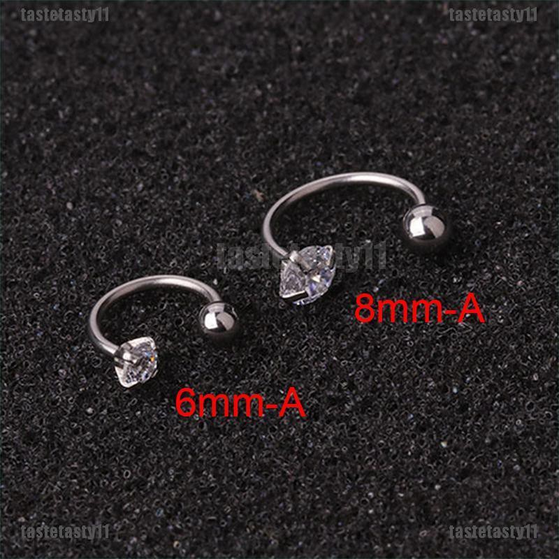 1pc Anting Tindik Tulang Rawan Telinga Desain Kristal Cubic Zirconia