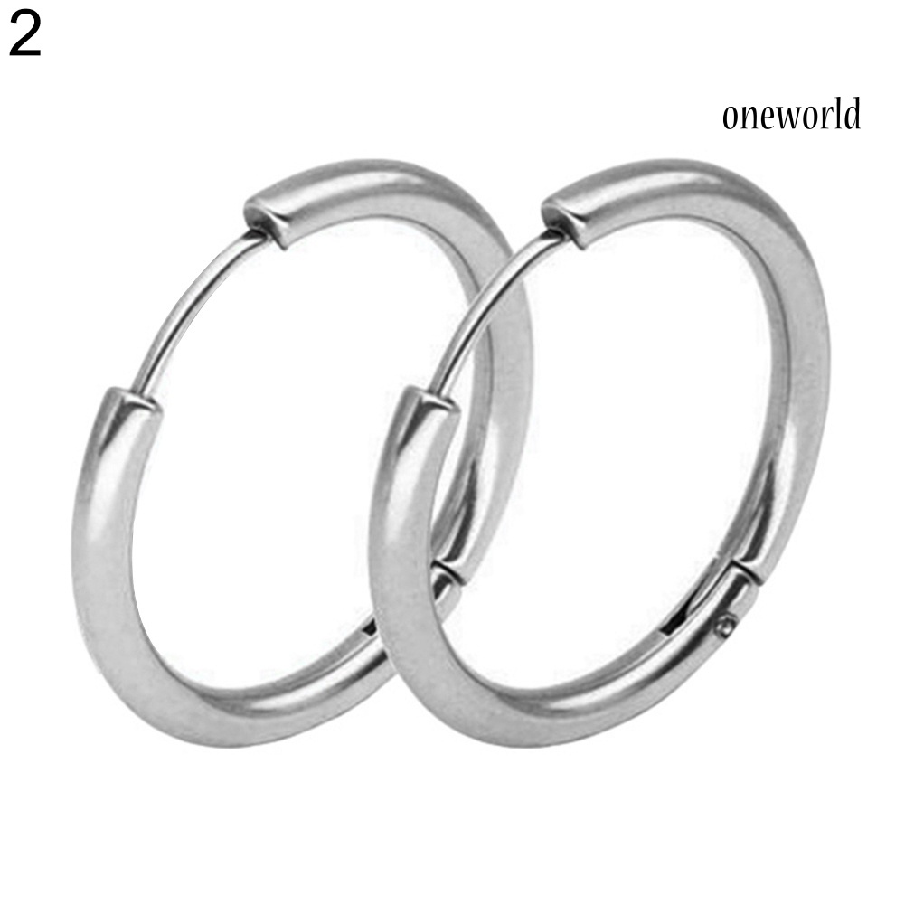 OW@ 1 Pair Stainless Steel Fashion Punk Unisex Ear Hoop Circle Earrings Jewelry Gift