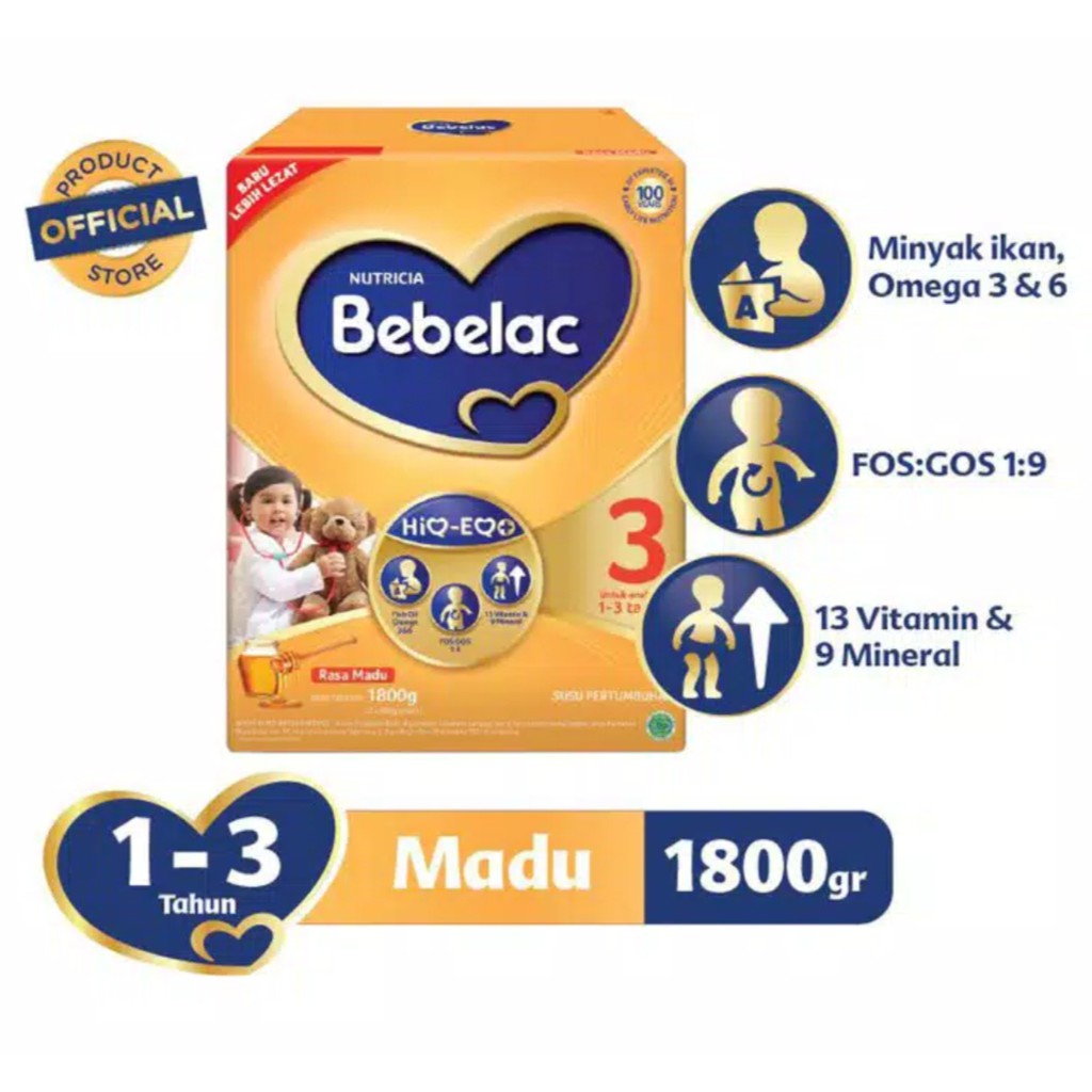 

Susu Bebelac 3 Vanilla / Madu 1800g Bayi Balita