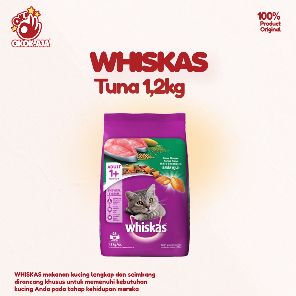 Makanan kucing kering merk WHISKAS 1,2kg