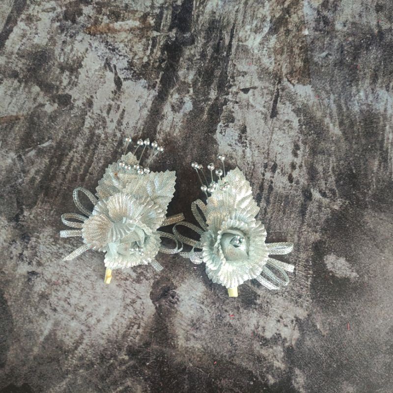 bunga corsage corsase boutonniere perak silver