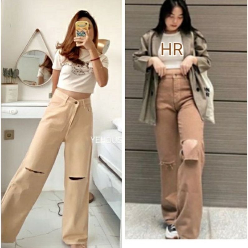 BF CELANA KULOT JEANS SOBEK YASMIN//KULOT JEANS  SOBEK CEWEK CEWE