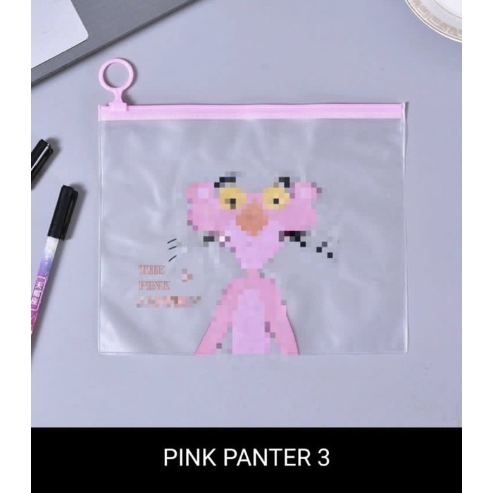 (COD) Pouch kosmetik transparan Motif Unicorn dan Pink panter Tas kosmetik Karakter lucu