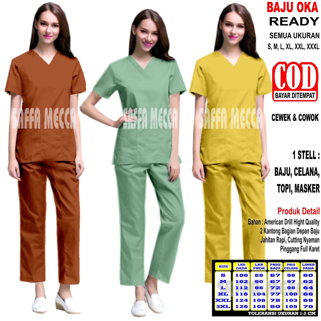 Baju OK Lengan Pendek Terbaru   Baju OKA Lengan Pendek Terbaru   Baju OK   Baju OKA   Scrub Perawat Lengan Pendek / Baju Jaga Lengan Pendek Pria &amp; Wanita Terbaru