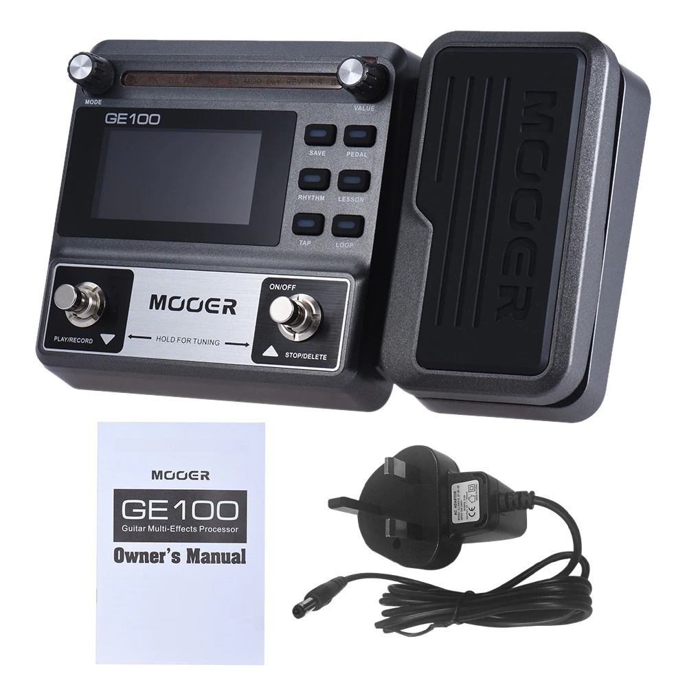 MOOER Guitar Multi Effect Pedal Loop Recording with LCD Display - GE100 - Black