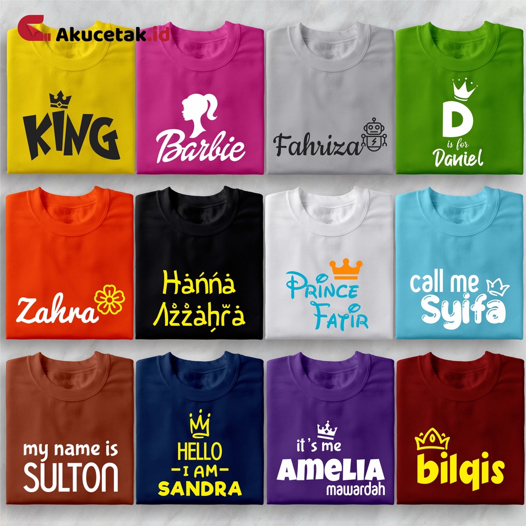Kaos Sablon Anak Custom Nama / Tulisan