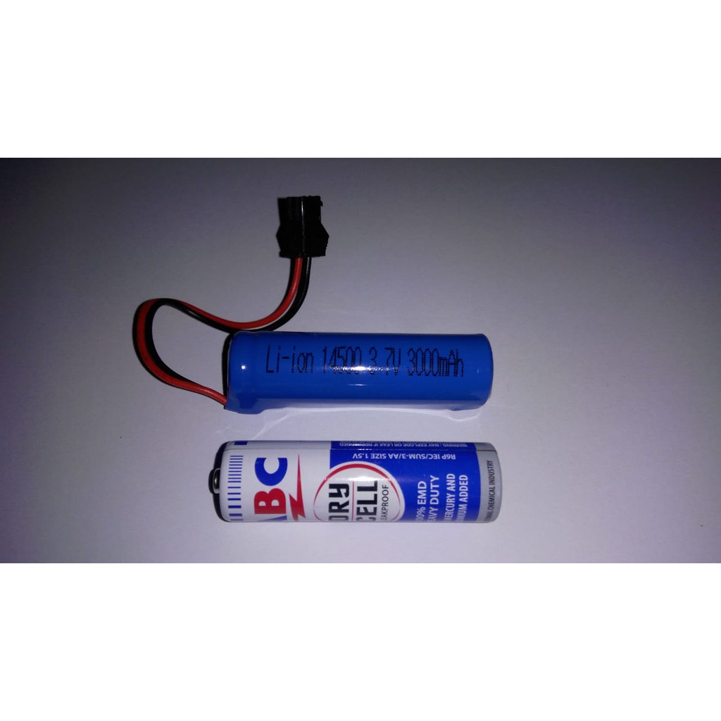 Baterai Batre RC Mobil Remot 3.7V 3,7V 3000mAh Socket Hitam 2pin 14500