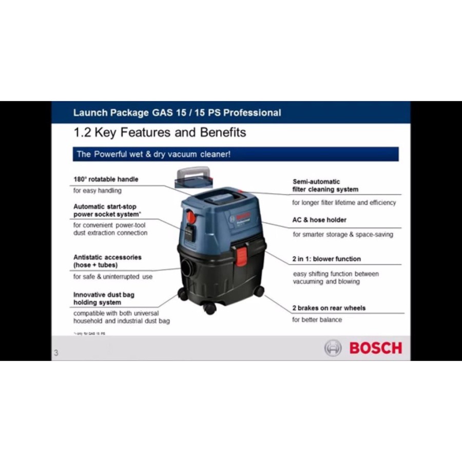 BOSCH GAS 15 PS PROFESSIONAL VACUUM CLEANER BASAH/KERING