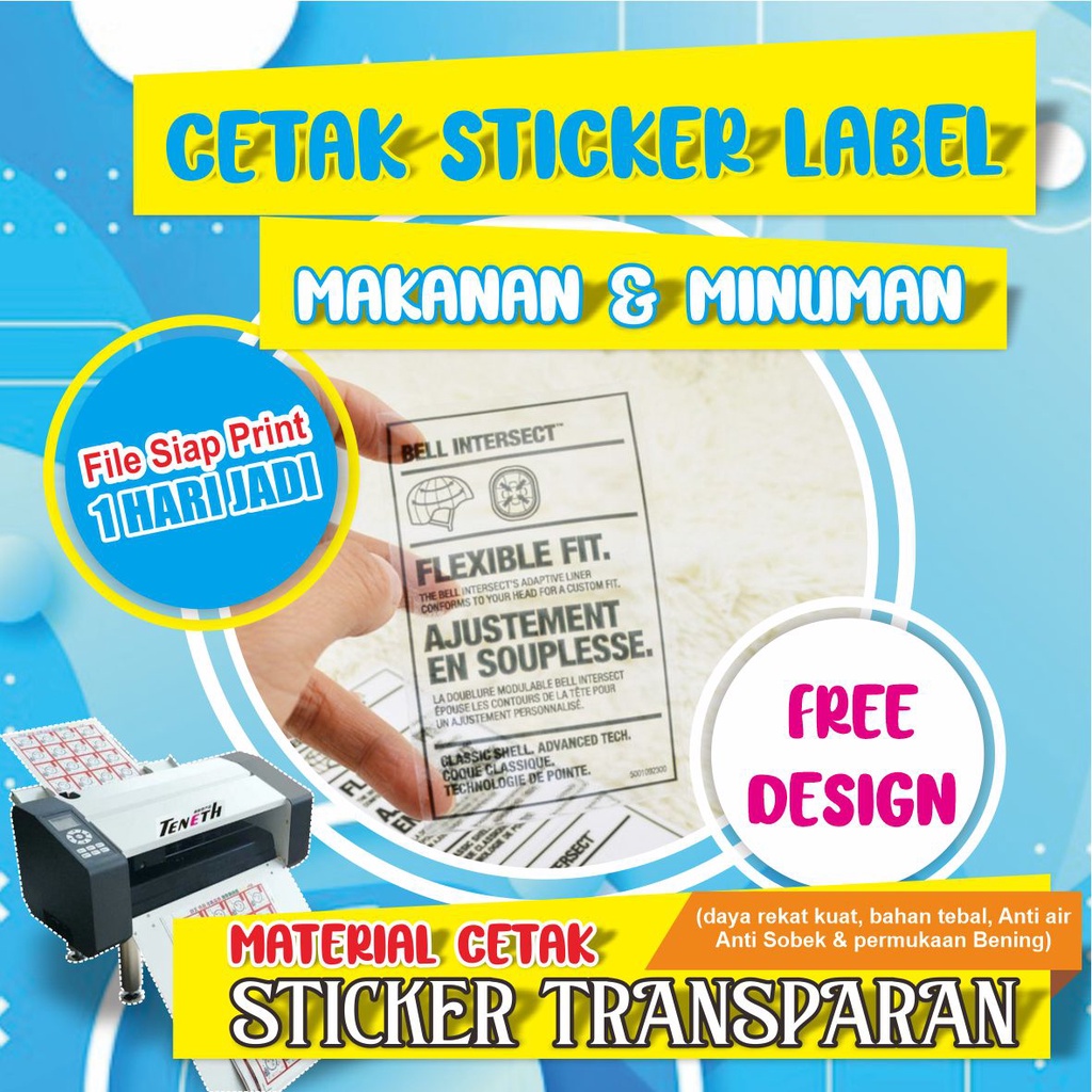 

Cetak Stiker Label Vinyl Transparan A3+ (Cutting)