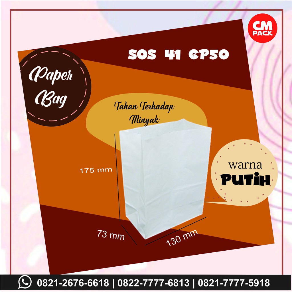 

PAPER BAG SOSBAG 41 GP50 (1 PACK ISI 100 PCS)