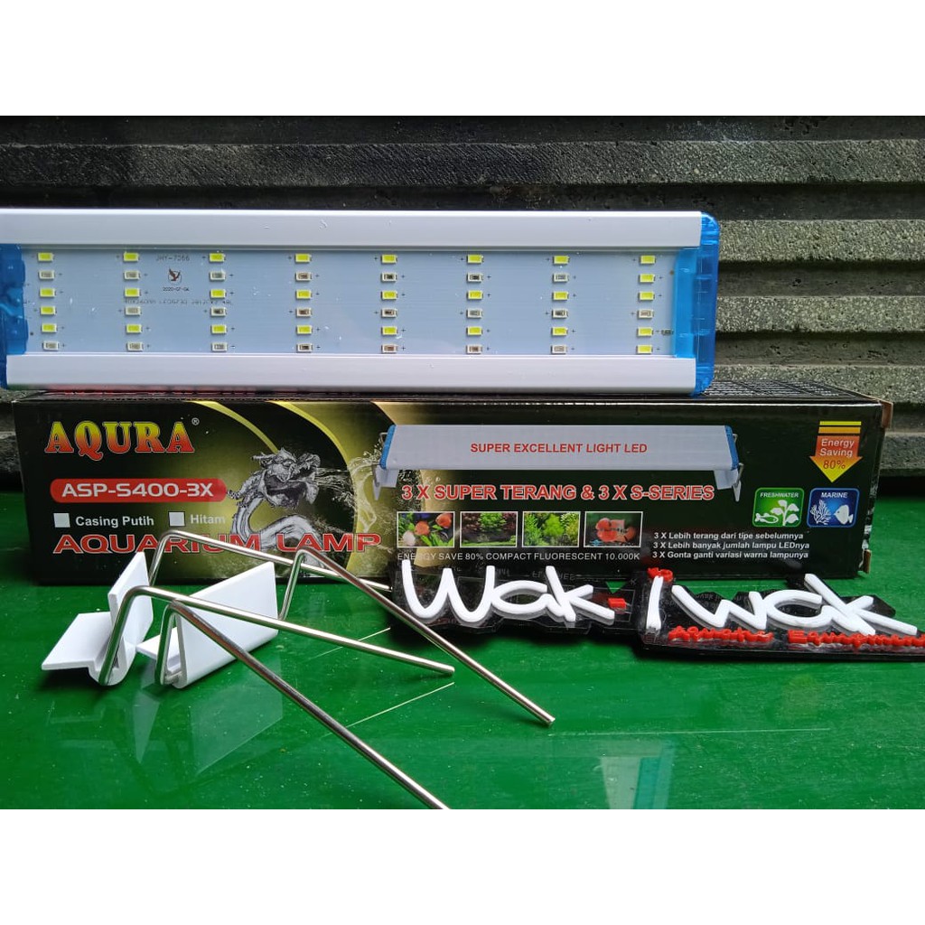 Lampu LED Aquarium Aquascape Akuarium AQURA ASP-P400 Fit Tank 30 - 40 Cm