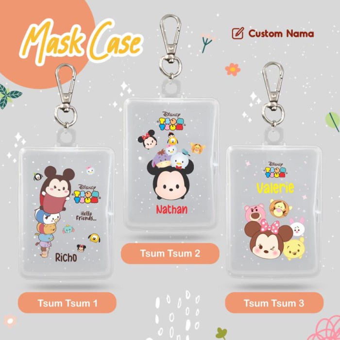 TERLARIS Mask Case Custom Nama Kotak Tempat Masker Pelindung Free Gantungan