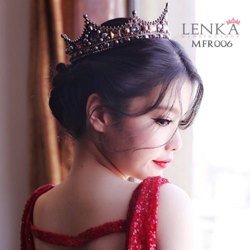 [SIAP KIRIM] AKSESORIS PENGANTIN MAHKOTA PESTA HEADPIECE GOLD BROWN MFR006