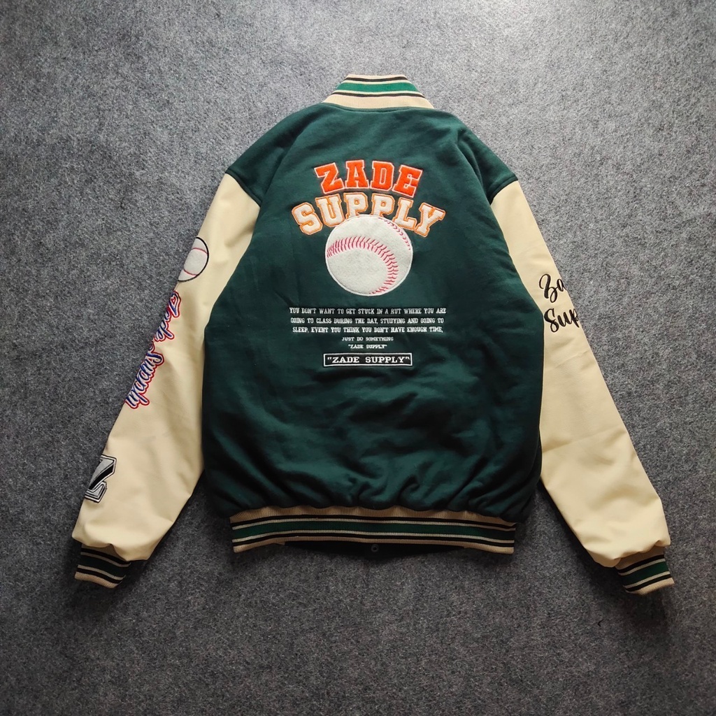 SALVIO HEXIA Original - Jacket Varsity ZADE LEATHER Basebal Jaket Versity Pria Wanita Original Jaket