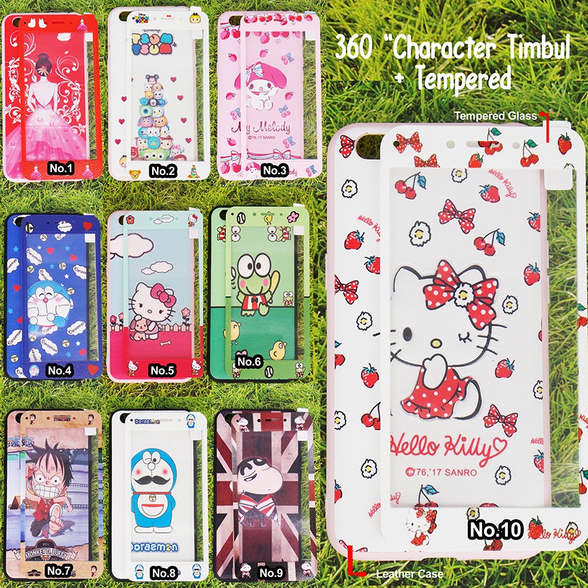 360 Character Timbul + Tempered  + Packing for Samsung/Oppo/Xiaomi/Vivo