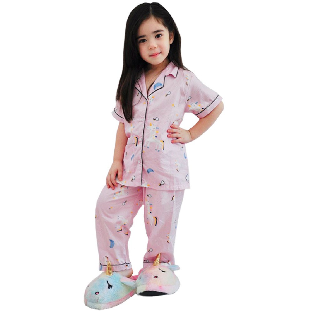 Baju Tidur Anak Perempuan Piyama Katun Jepang Kazel Luxury Girl Unicorn Edition 0-5thn (1Stel)