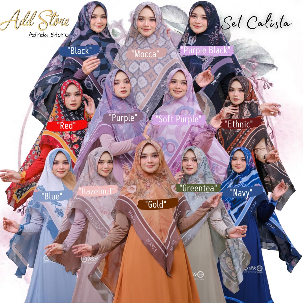 Jilbab Hijab Khimar Ceruty Ceruti Babydoll 2 Layer Motif Printing Premium Masya Syari Original