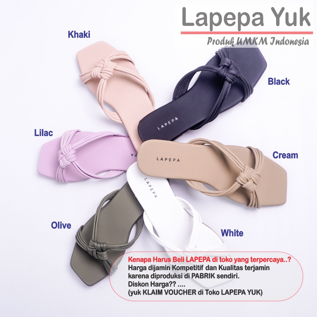 LAPEPA YUK - Sandal Wanita Teplek DIANDRA ALL COLOR Sendal Cewek Flat Kasual Model Silang Unik Size 36 37 38 39 40 Lucu Jalan Casual Santai Rumah Slop Warna Hitam Putih Sandals Pergi Selop Premium Original Kekinian Terbaru Shoes Mall Official Store