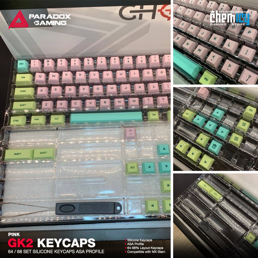 Paradox Gaming GK2 64 / 68 Set Silicone Keycaps Keyboard ASA Profile