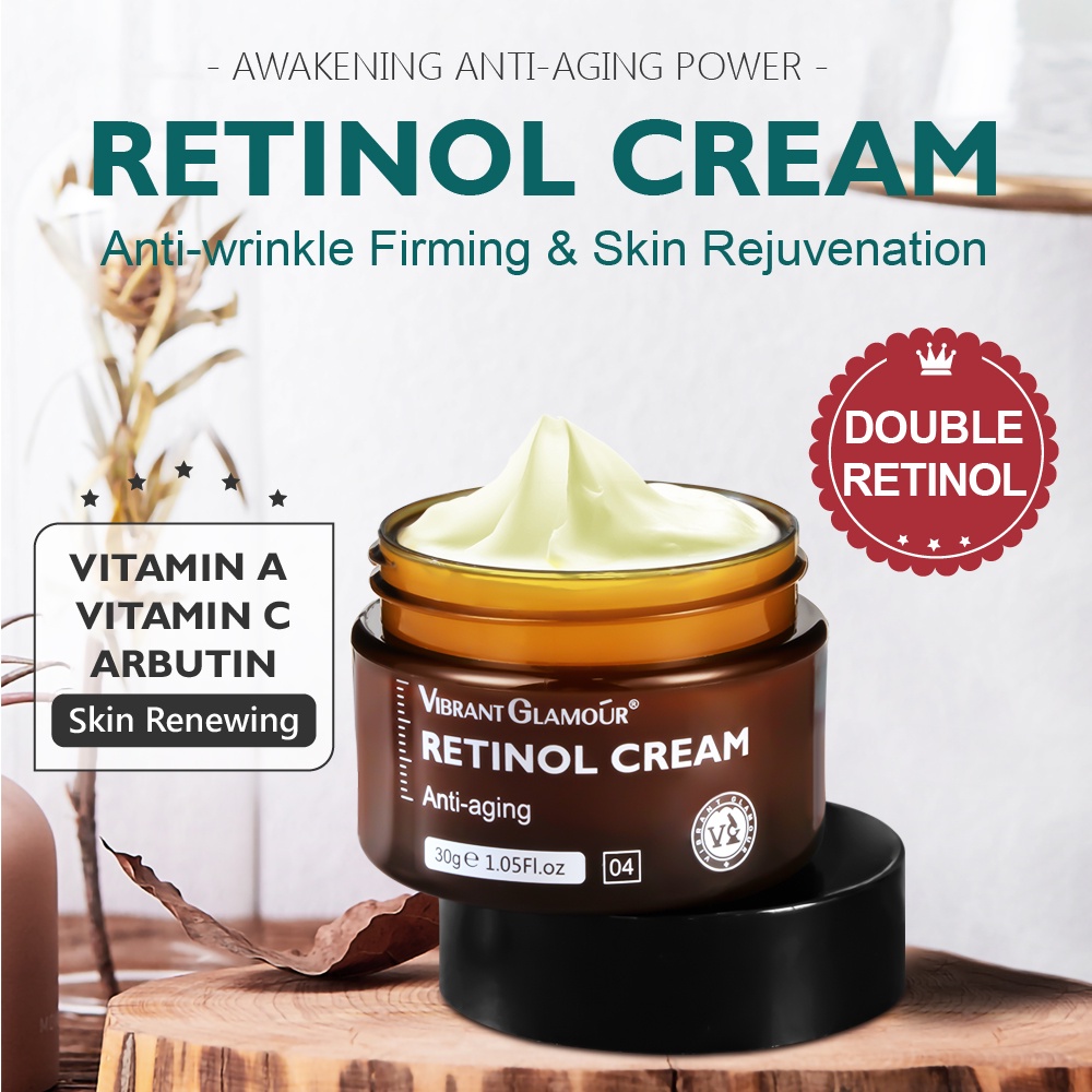 Vibrant Glamour Retinol Cream Krim Wajah Anti Keriput Penuaan Retinol Pelembab Krim Wajah  Perawatan Kulit 30gr