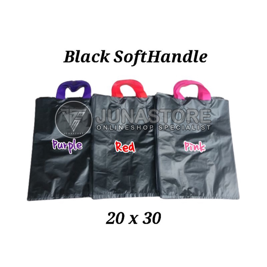 Soft Handle Hitam 20 x 30 / Shopping Bag Hitam 20 x 30