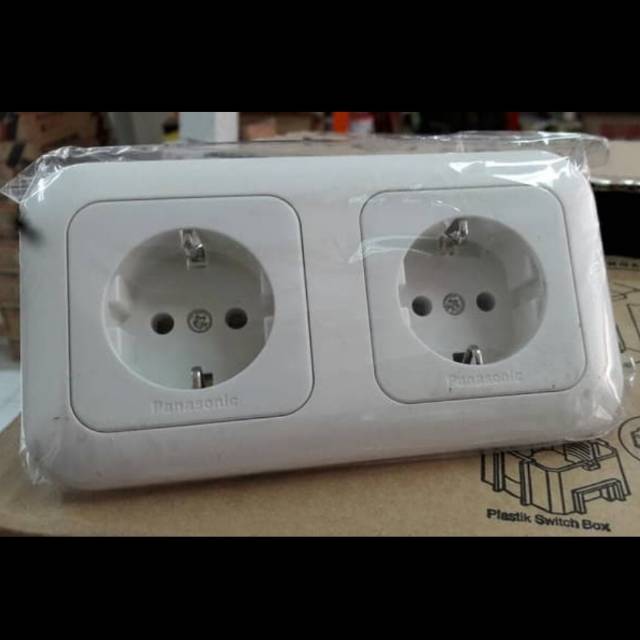 Stopkontak panasonic double non cp stop kontak power outlet 2 gang Stop Kontak Inbow Tanam