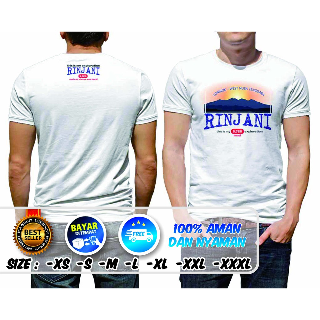 KAOS ADVENTURE PRIA - PENDAKI - OUTDOOR - BAJU DISTRO - GUNUNG RINJANI 2 - LBSK OUTSHIRT  (181121)