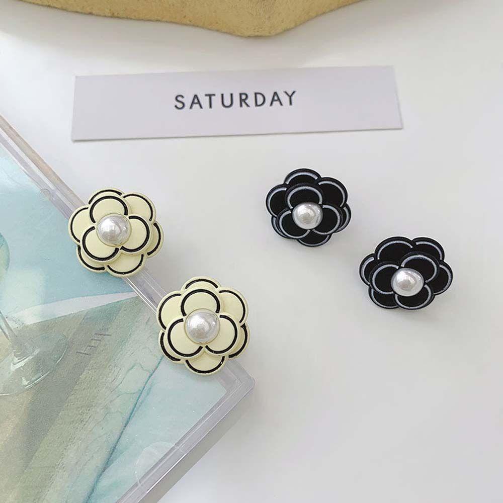 Agustina Anting Kamelia Elegan Manis Mutiara Stud Earrings925 Perak Jarum Fashion Perhiasan Drop Oil Women Earrings