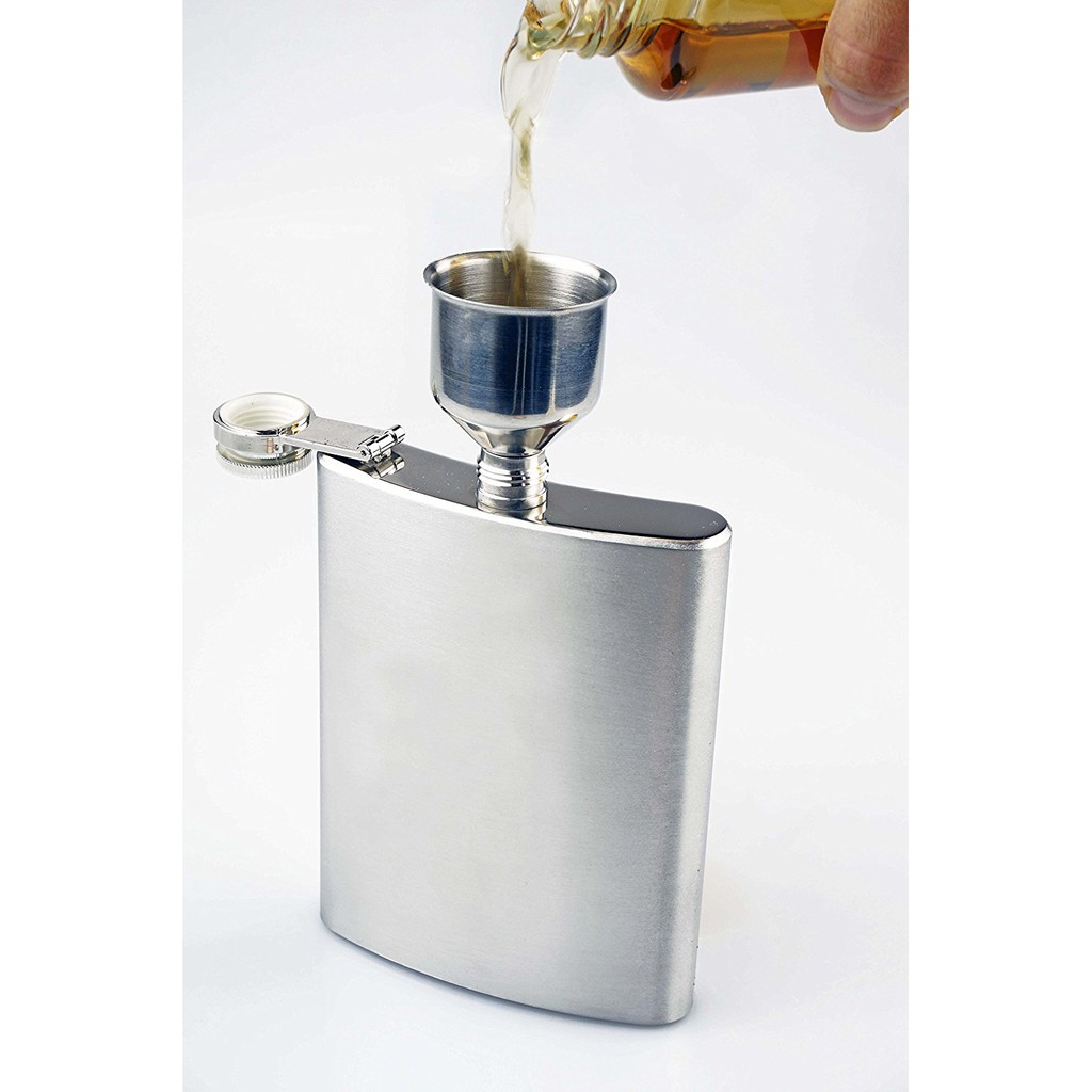 Paket Botol Minum Wine / Bir - Flask Hip Square + Corong (Funnel) 7oz, 8oz & 10oz Stainless Steel