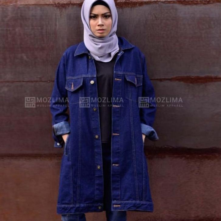 Stok terbatas.. Jaket Denim Jeans Wanita Muslimah | Jaket Hoodie Wanita | Long Tunik Jeans