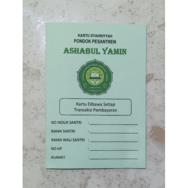 

KARTU SYAHRIYYAH PONDOK PESANTREN SPP CUSTOM