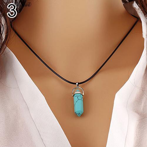 Faux Gemstone Batu Natural Quartz Healing Titik Chakra Reiki Rope Necklace