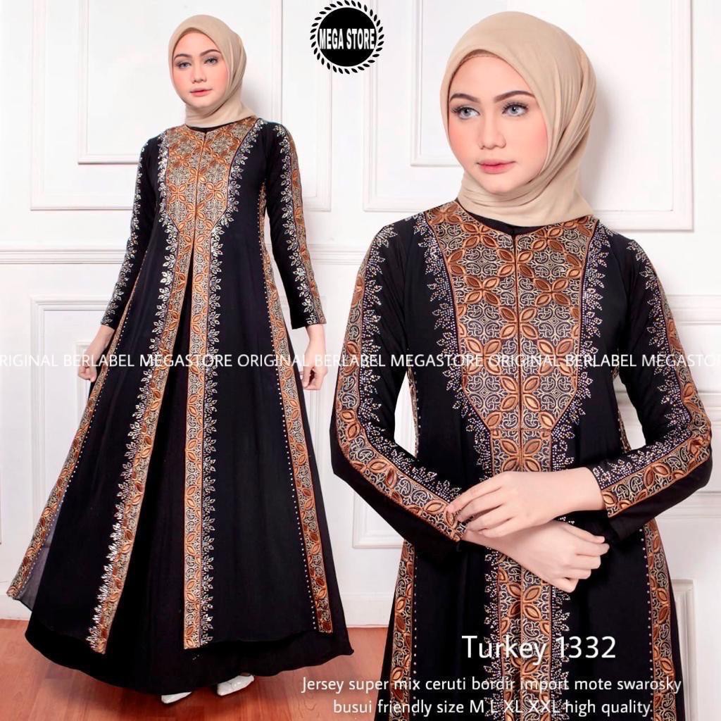 (Ready Size M - XXL Jumbo) Gamis Arabian / Gamis Turkey / Gamis Dubai Ori dan Hiasan  Swarossky