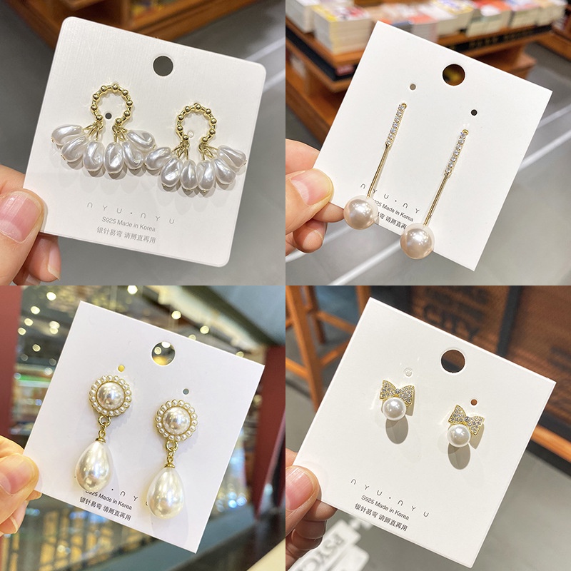 50pilihan Anting Mutiara Berkualitas Tinggi925 Anting Jarum Perak Zirkon High-End Niche Temperamen Anting