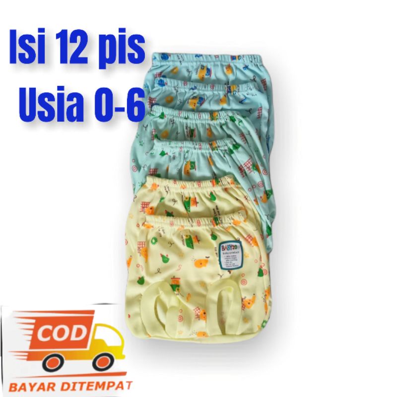 6 pis 12 pis celana pop bayi motip prin 0-6 bahan tebal