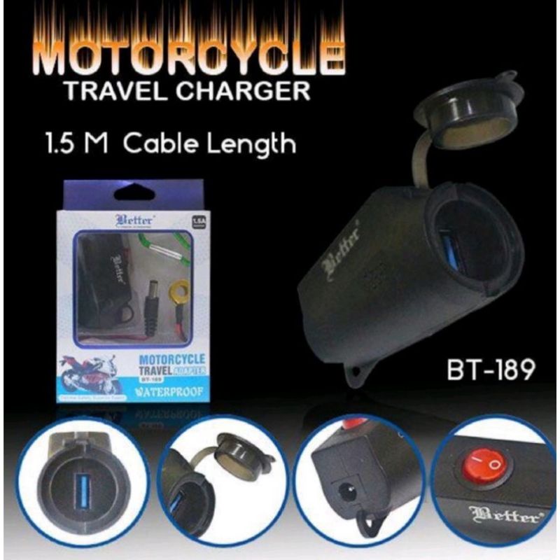 Travel Charger Aki Motor Waterproof Charger Motor Better BT-189 Casan Motor Aki Better Water pruf