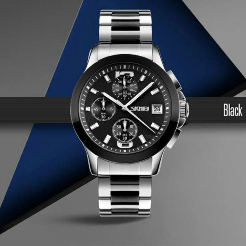 Jam Tangan Original Skmei 9126 Chrono Rantai Stainless Include Box