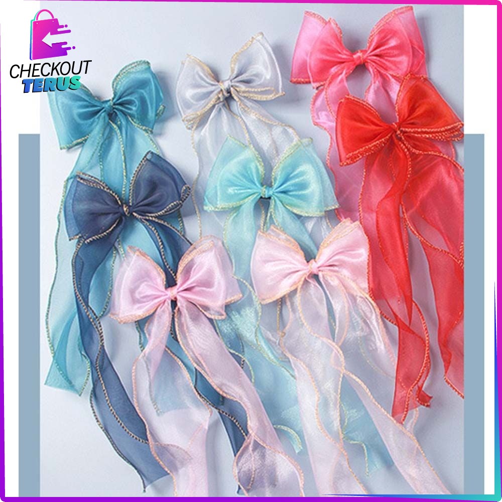 CT C344 Jepit Rambut Korea Pita Jepit ala Korea Untuk Wanita Ribbon Hair Tie Jepitan  Rambut Pita Panjang Anak Perempuan