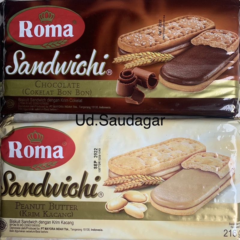 

Biskuit ROMA Sandwich Cokelat | Krim Kacang 216Gr